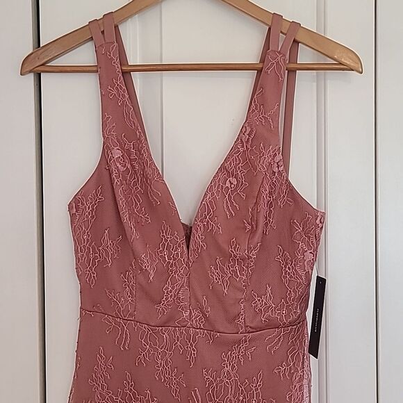Lulus Fueled by Love Mauve Pink Lace Mini Skater Dress Size S - Picture 5 of 15